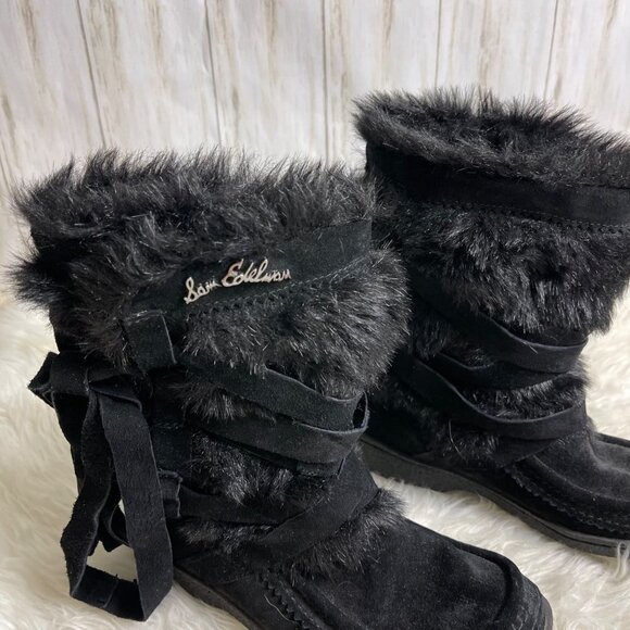Sam Edelman Meiko Boots – Size 7 – Black Suede with Faux Fur - Picture 3 of 10